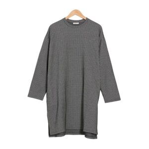 6397 Houndstooth Long Sleeve Shift Oversized Dress In Black/ White XS-L